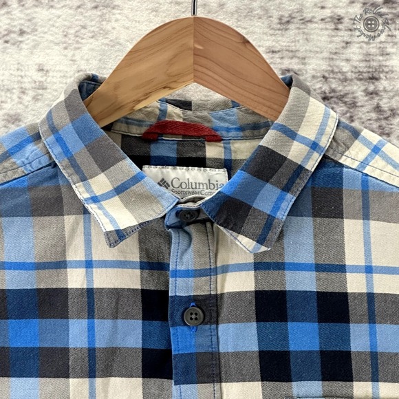 Columbia Long‎ Sleeve Blue Plaid Button Shirt - Men's Medium - Picture 4 of 7